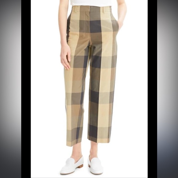 Theory High-Rise Straight Pant in Check Silk-Cotton - Picture 5 of 12